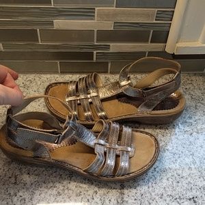 ARA metallic silver ankle strap sandals